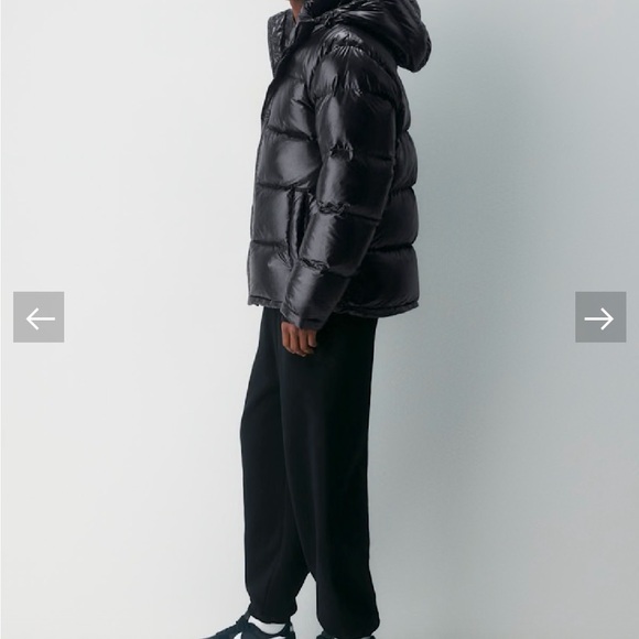 Men's Black Puffer Jacket with Hood - Picture 4 of 17